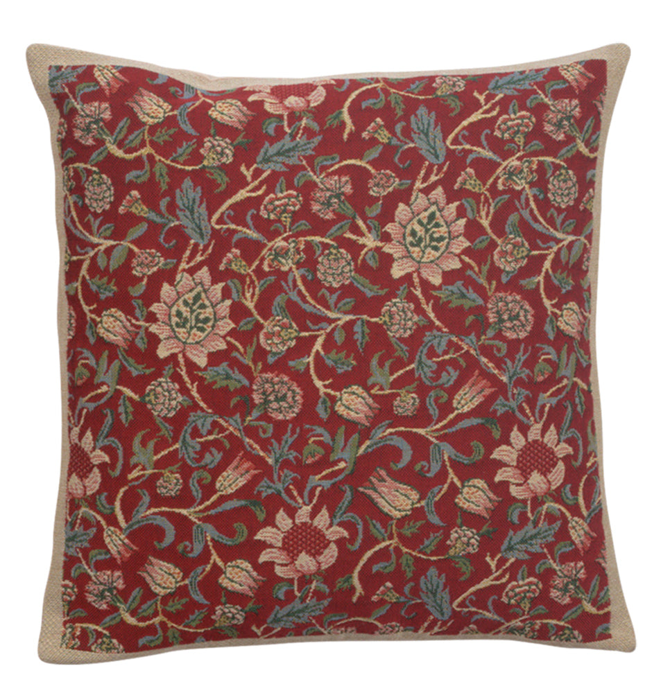 Fleurs de Morris Red Cushion Wholesale
