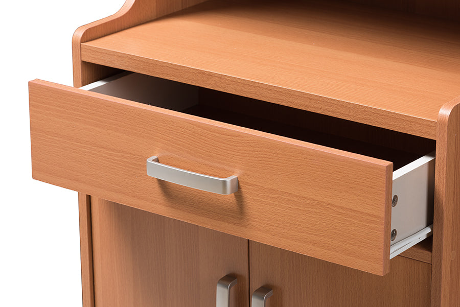 Baxton Studio Lowell Modern and Contemporary Brown Wood Finish Kitchen Cabinet
