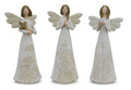 Beige Floral Etched Angel Figurine (Set of 3)