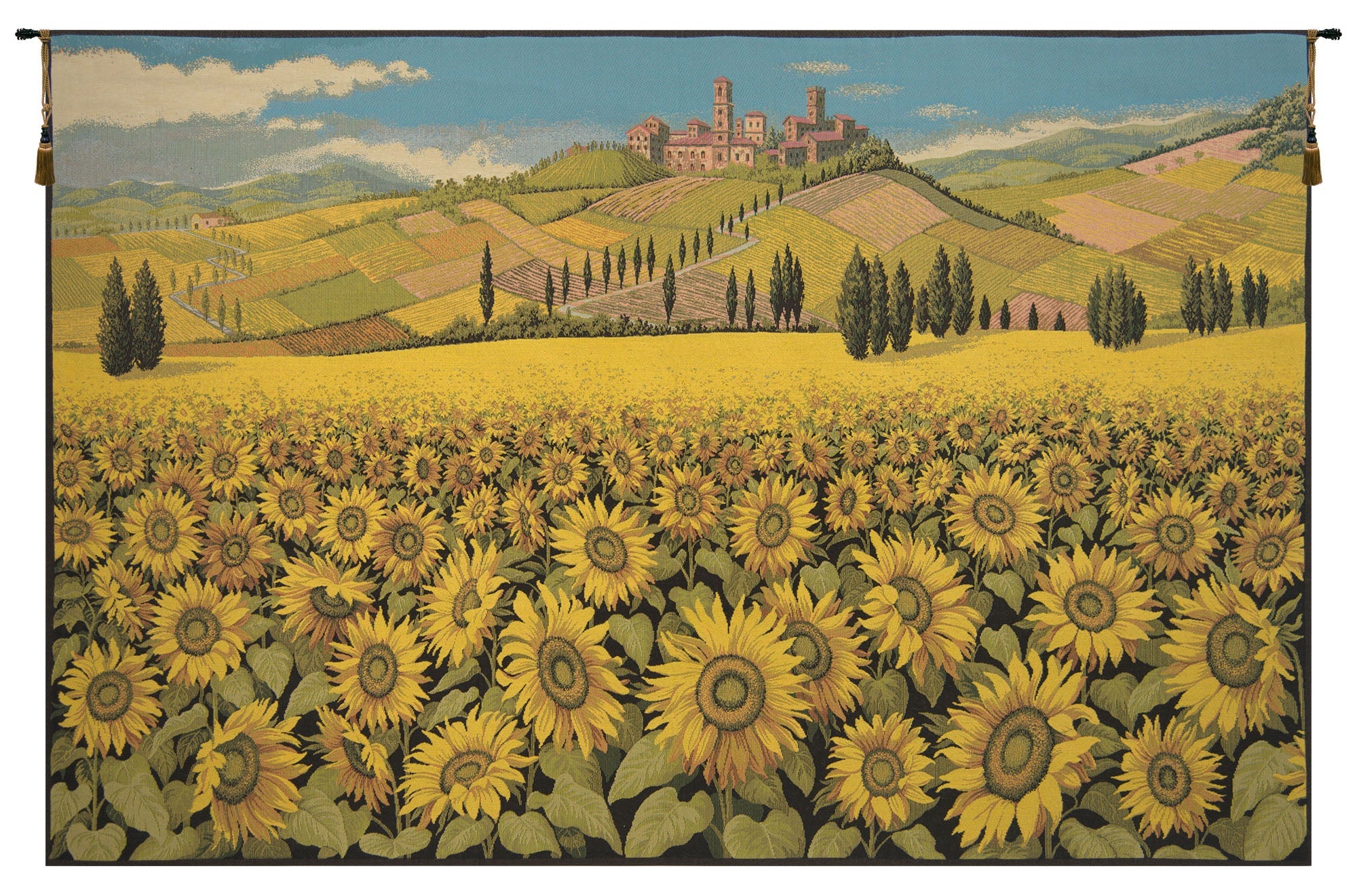 Tuscan Sunflower Landscape Italian Tapestry