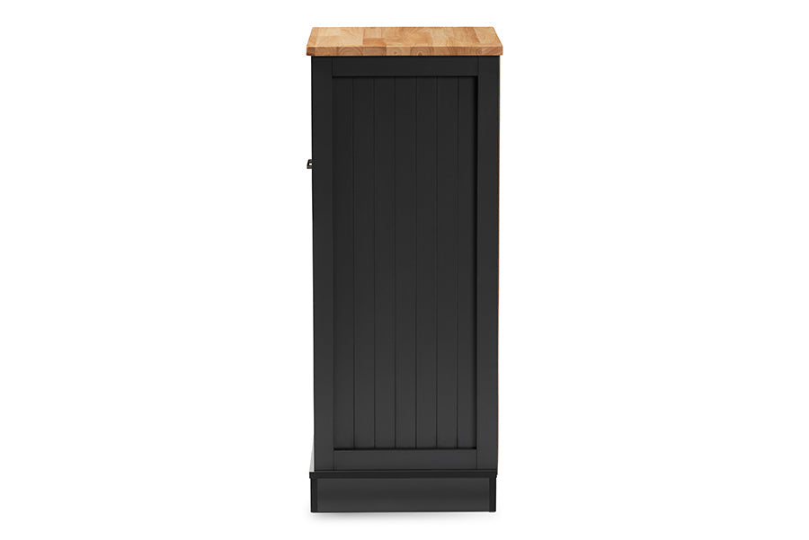 Baxton Studio Marcel Farmhouse and Coastal Dark Grey and Oak Brown Finished Kitchen Cabinet