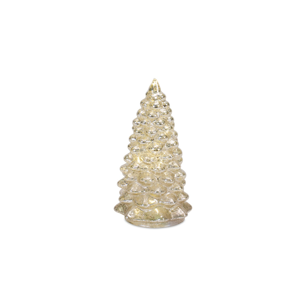 LED Lighted Mercury Glass Holiday Tree DŽcor (Set of 4)