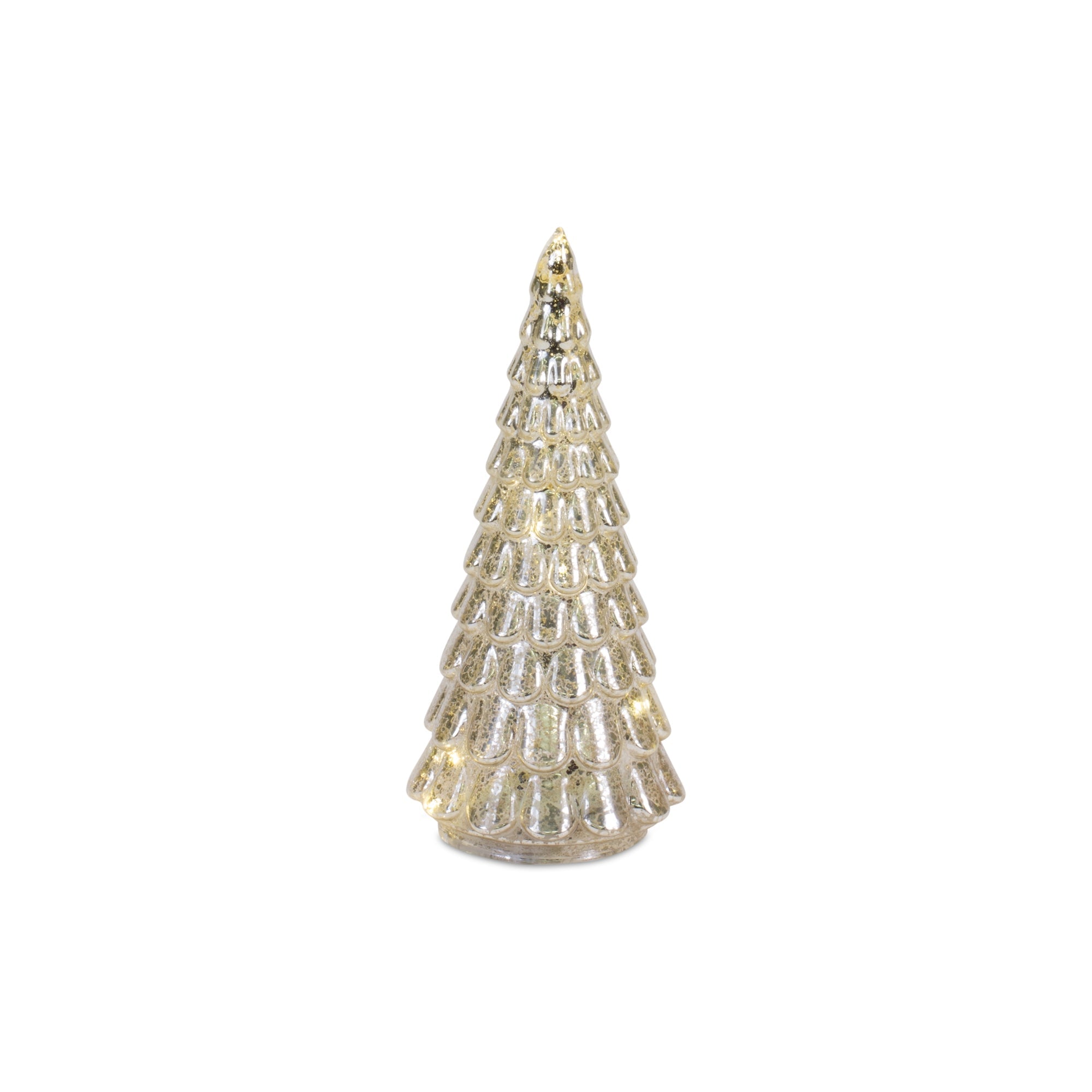 LED Lighted Mercury Glass Holiday Tree DŽcor (Set of 4)