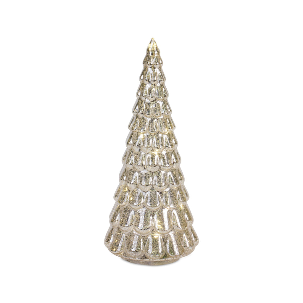 LED Lighted Mercury Glass Holiday Tree DŽcor (Set of 4)