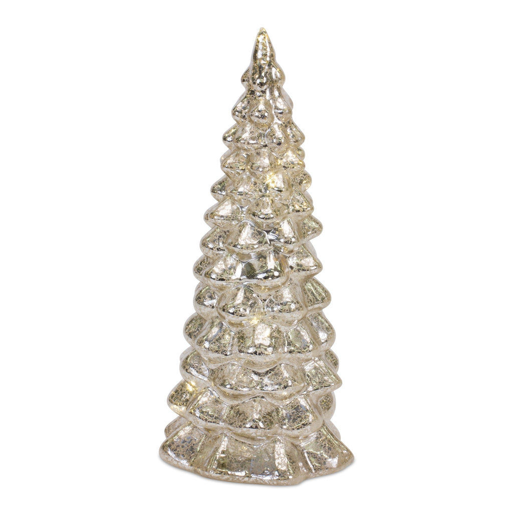 LED Lighted Mercury Glass Holiday Tree DŽcor (Set of 4)