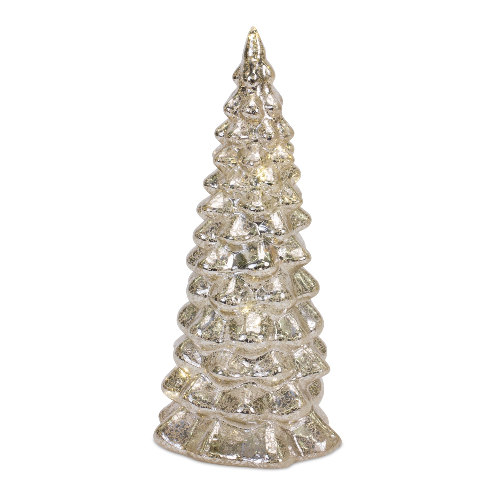 LED Lighted Mercury Glass Holiday Tree DŽcor (Set of 4)