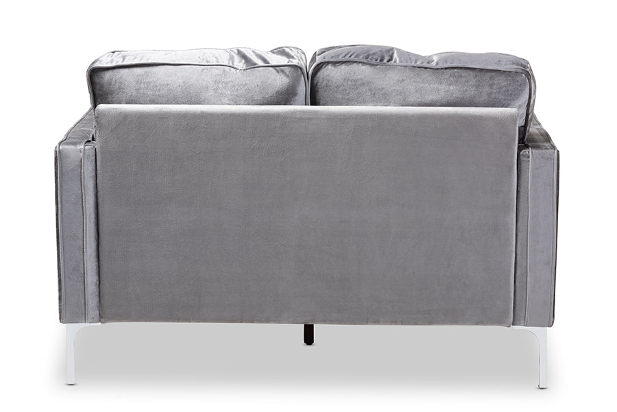 Baxton Studio Clara Modern and Contemporary Grey Velvet Fabric Upholstered 2-Seater Loveseat