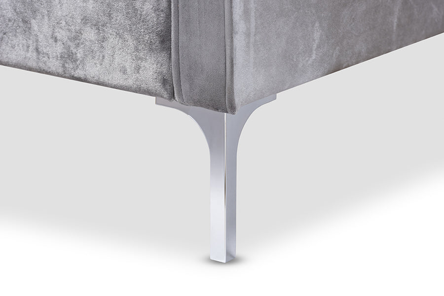 Baxton Studio Clara Modern and Contemporary Grey Velvet Fabric Upholstered 2-Seater Loveseat