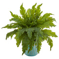 14" Fern Artificial Plant in Light Blue Planter