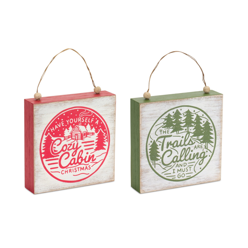 Winter Cabin and Trails Sentiment Sign (Set of 4)