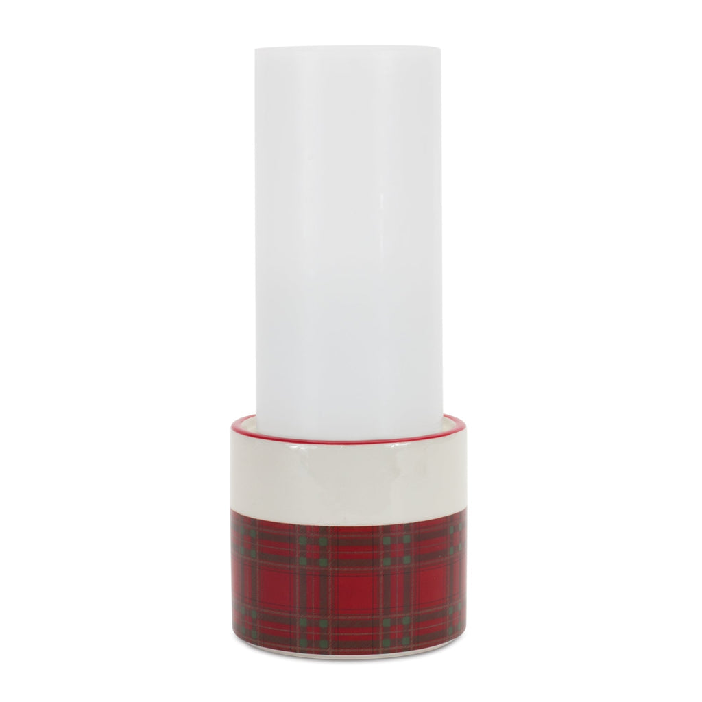Winter Plaid Ceramic Candle Holder (Set of 2)