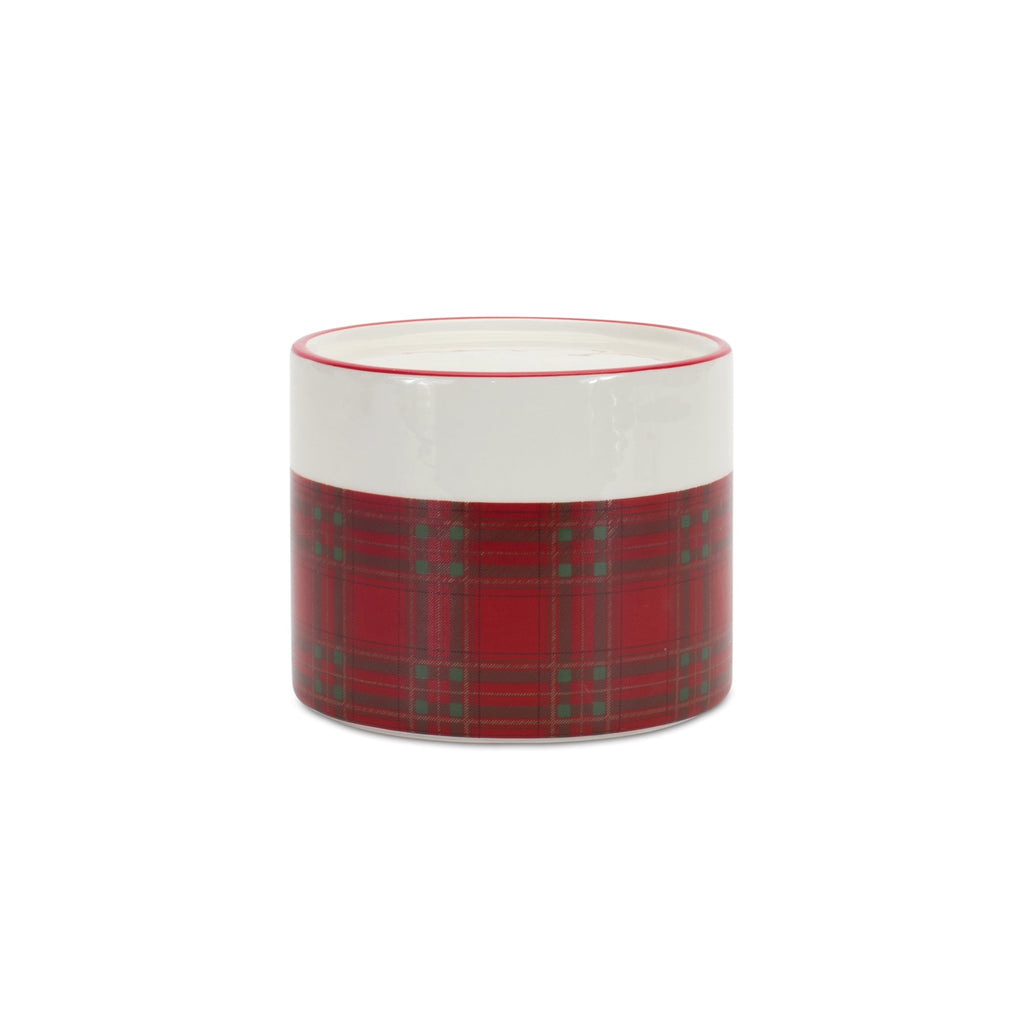 Winter Plaid Ceramic Candle Holder (Set of 2)