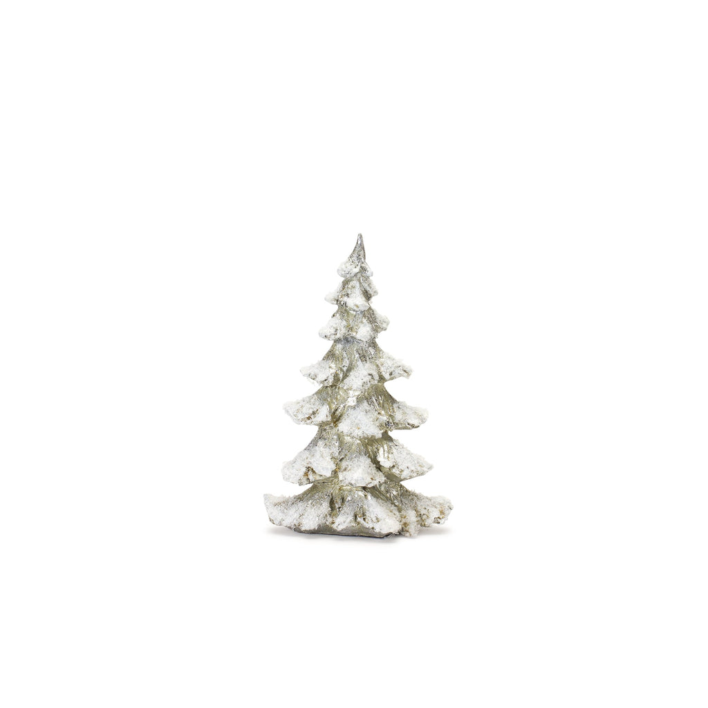 Frosted Pine Tree DŽcor with Silver Finish (Set of 4)