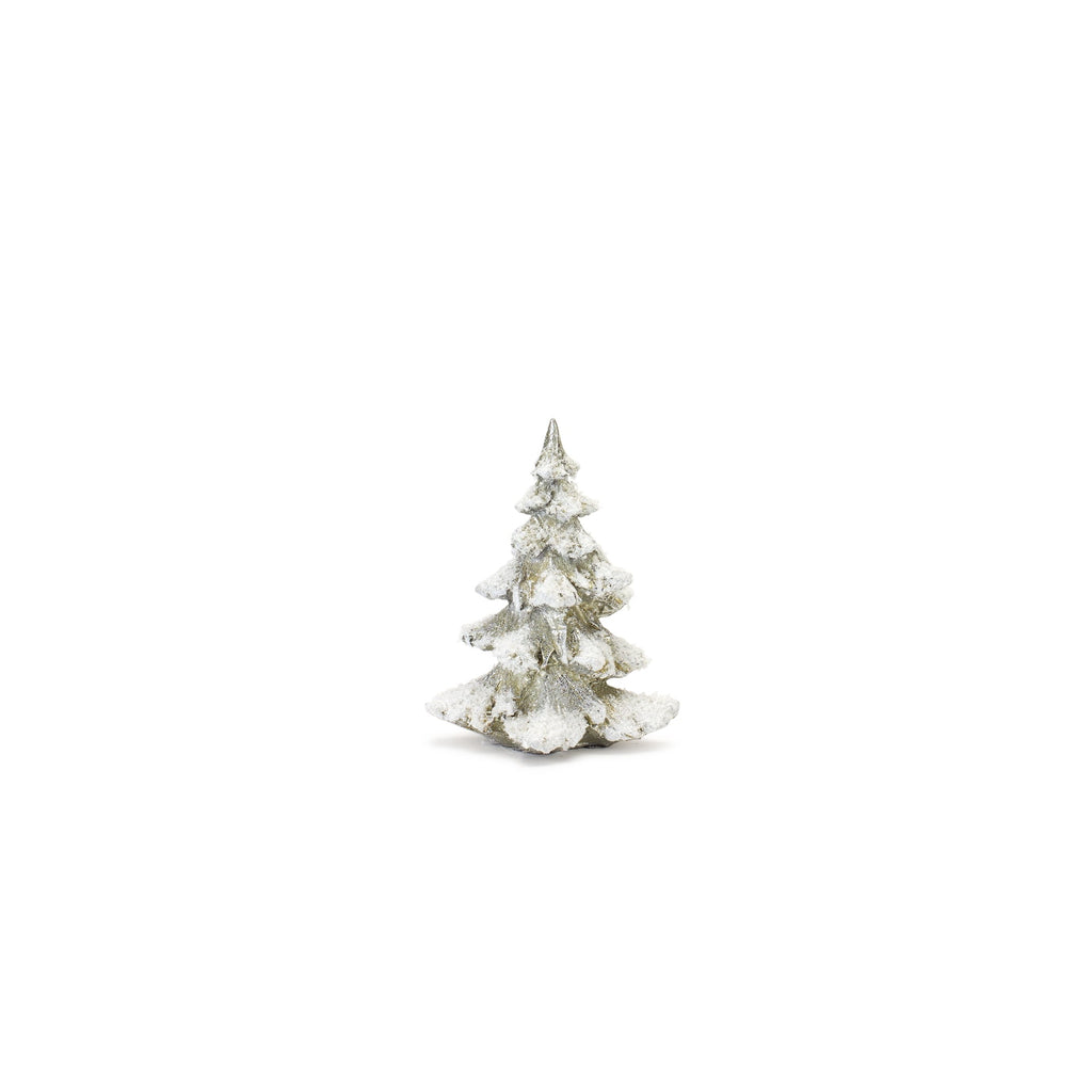 Frosted Pine Tree DŽcor with Silver Finish (Set of 4)