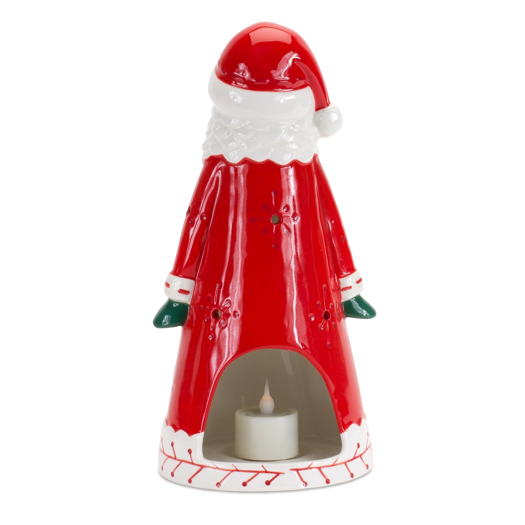 Ceramic Santa Tea Light Holder 10.25"H