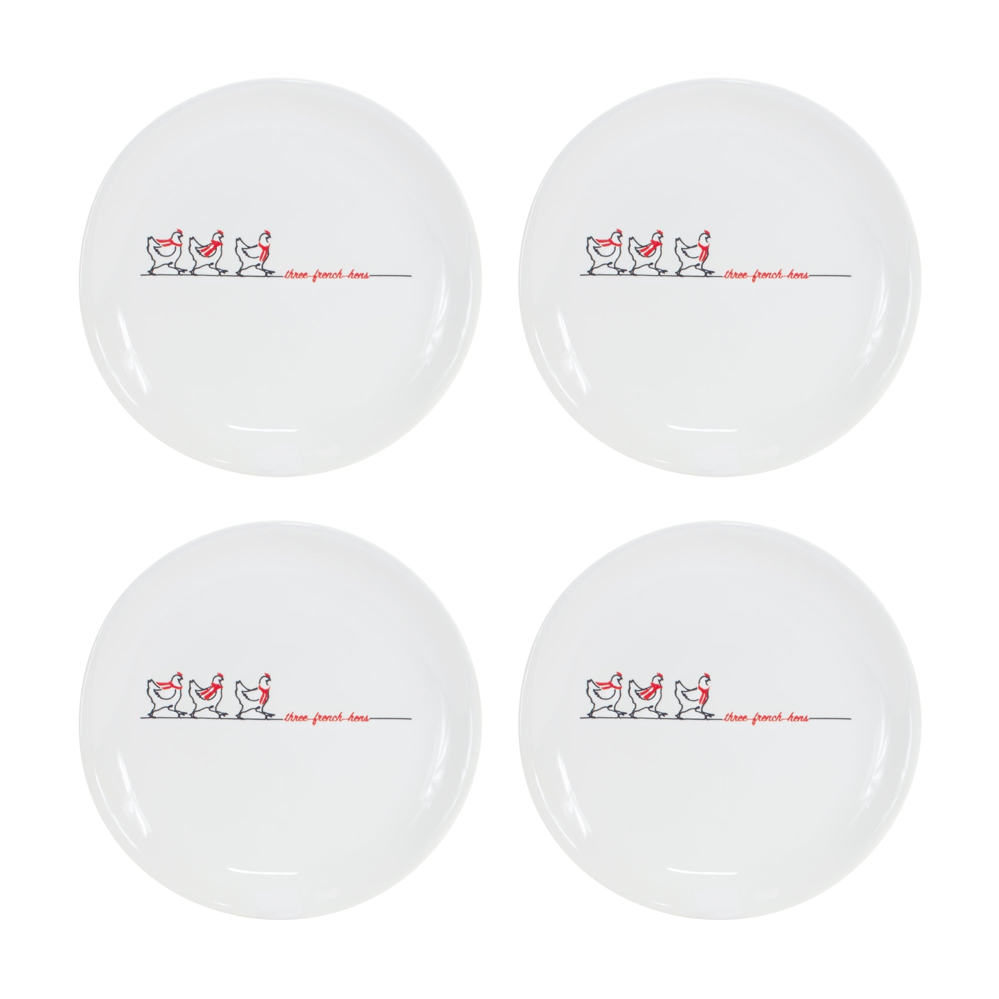 Stoneware Three French Hens Holiday Plate (Set of 2)