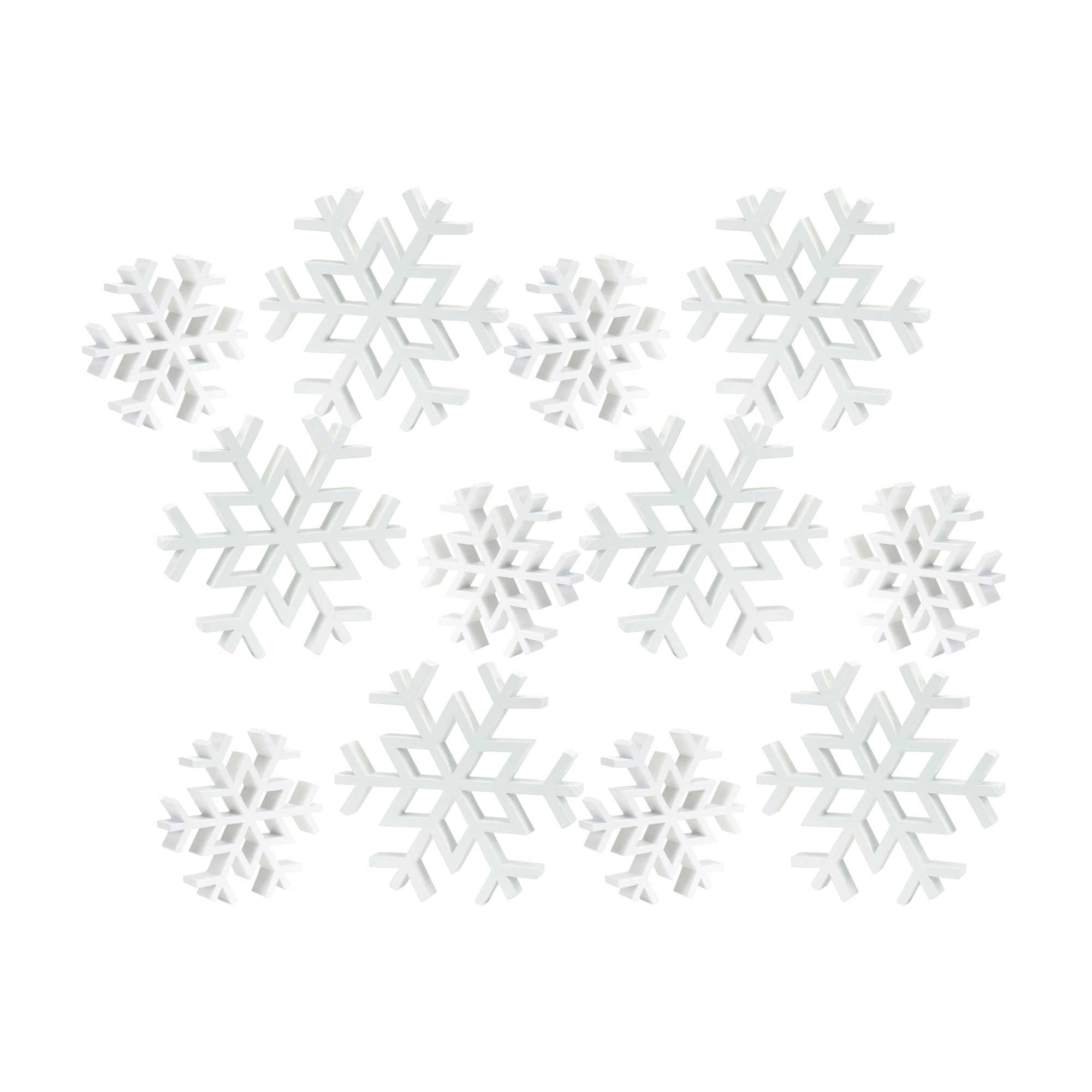 Traditional White Wood Cut Out Snowflake DŽcor (Set of 12)