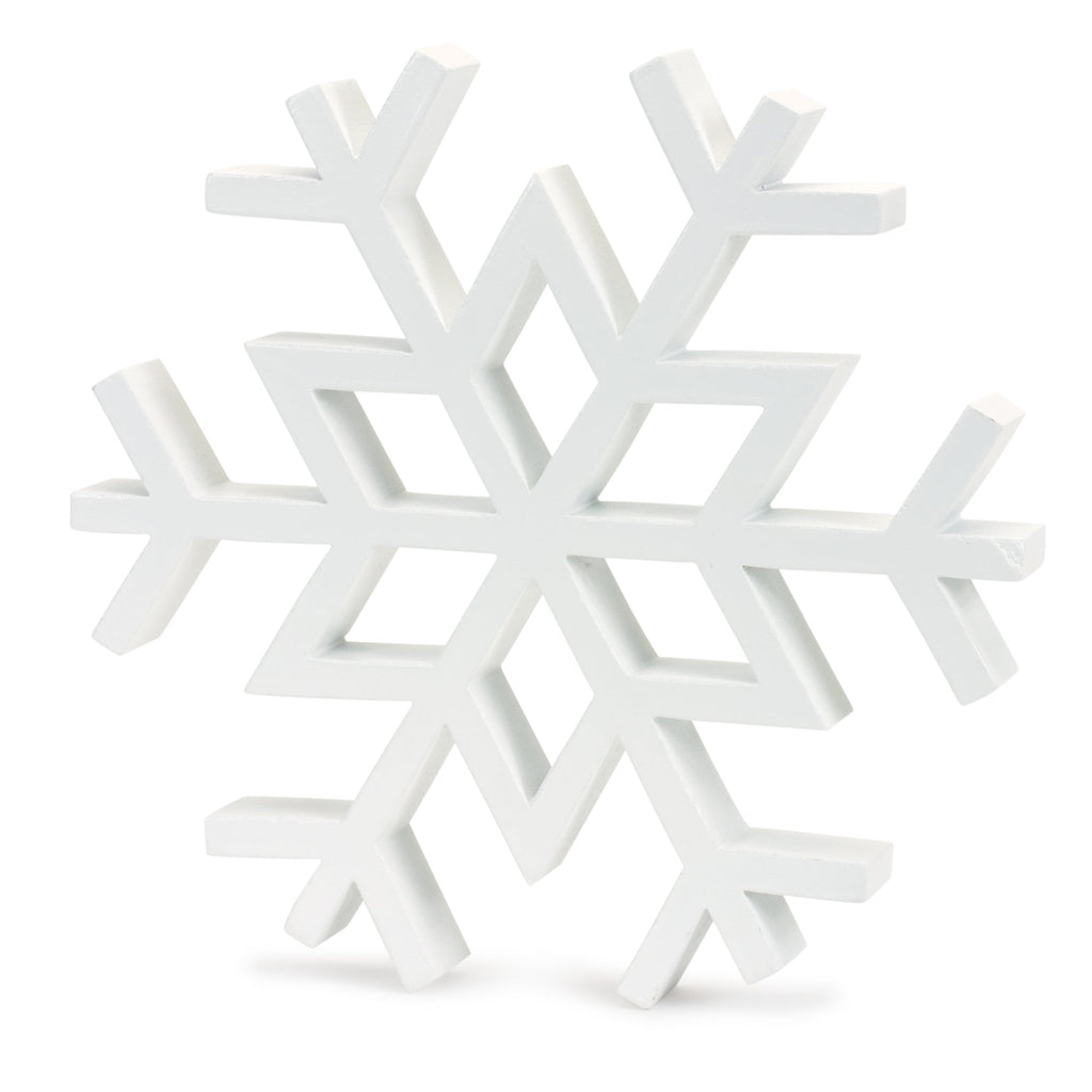 Traditional White Wood Cut Out Snowflake DŽcor (Set of 12)