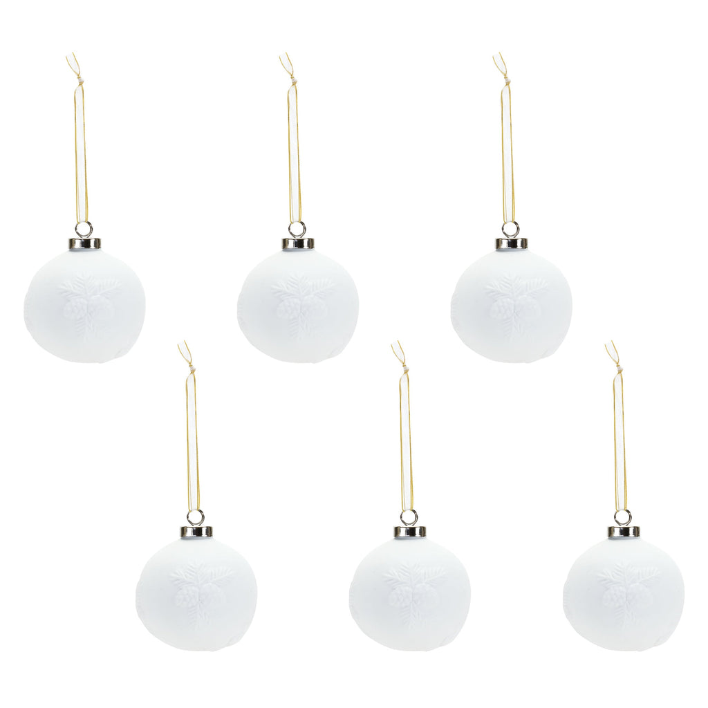 Porcelain Pine Cone Ball Ornament (Set of 6)