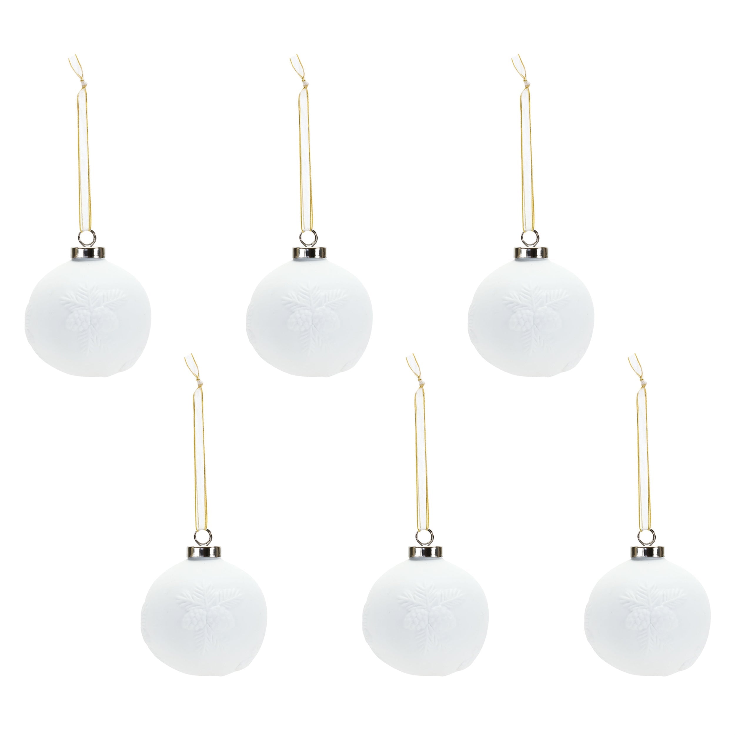 Porcelain Pine Cone Ball Ornament (Set of 6)