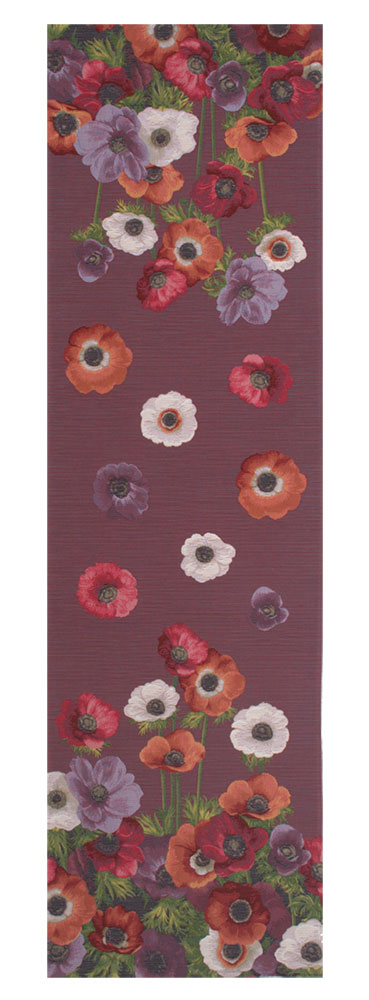 Anemones Purple  French Table Runner