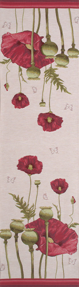 Poppy White  French Table Runner