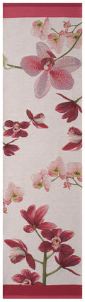 Pink Orchids White  French Table Runner