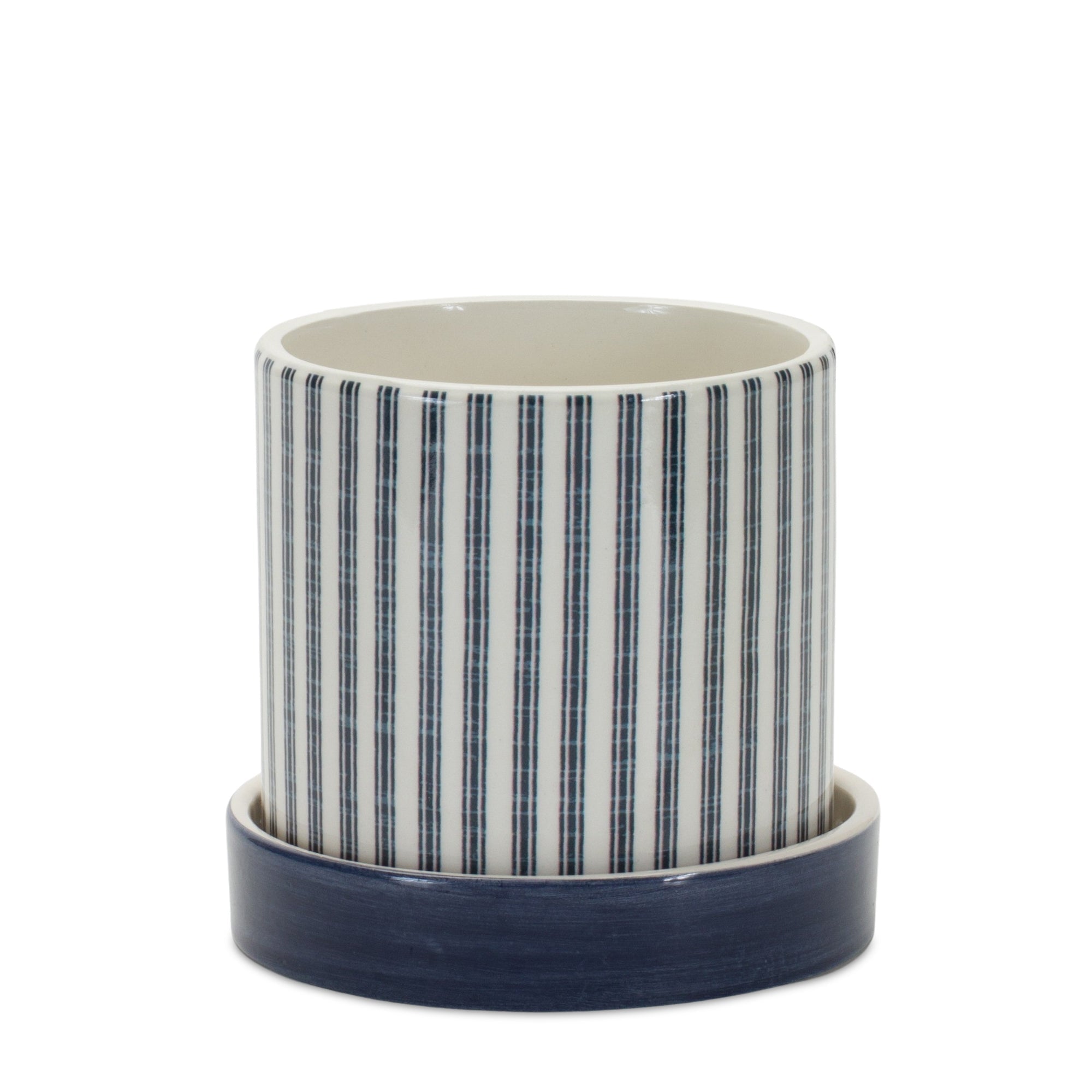 Geometric Pattern Planter with Plate (Set of 2)