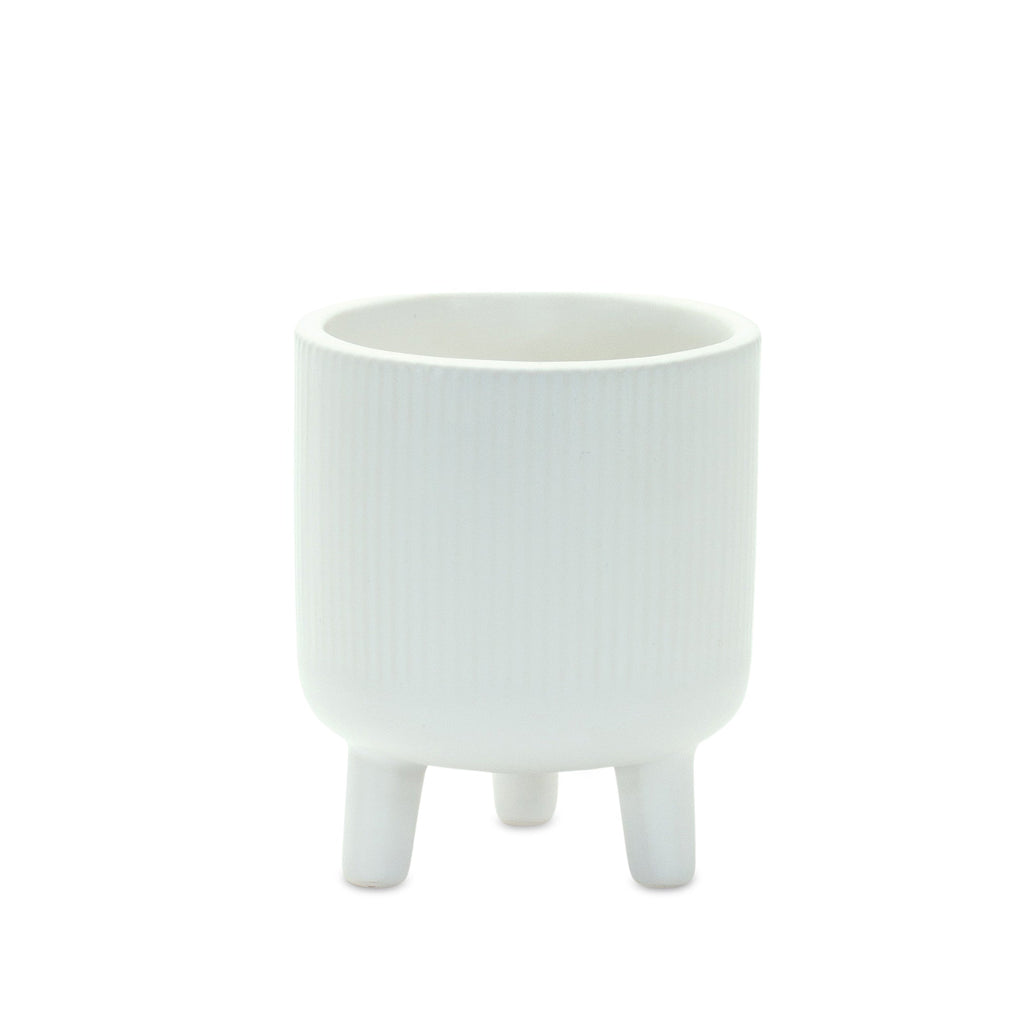 Ribbed Stone Footed Planter (Set of 2)