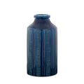 Blue Etched Terra Cotta Vase 10"H