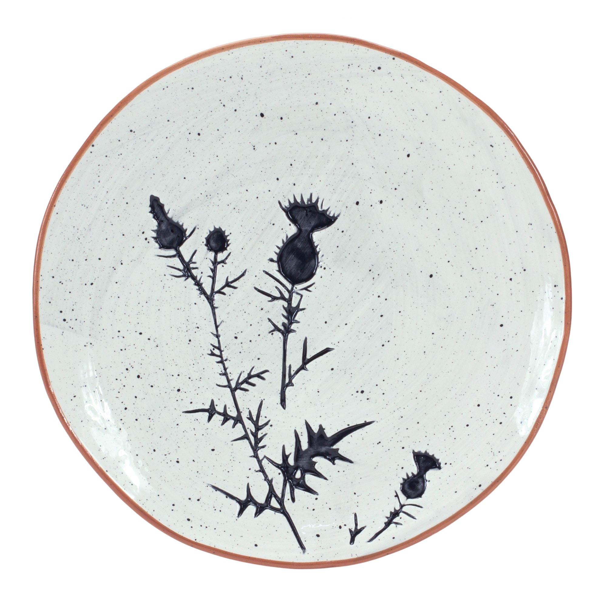 Rustic Thistle Etched Plate with Speckled Finish (Set of 2)