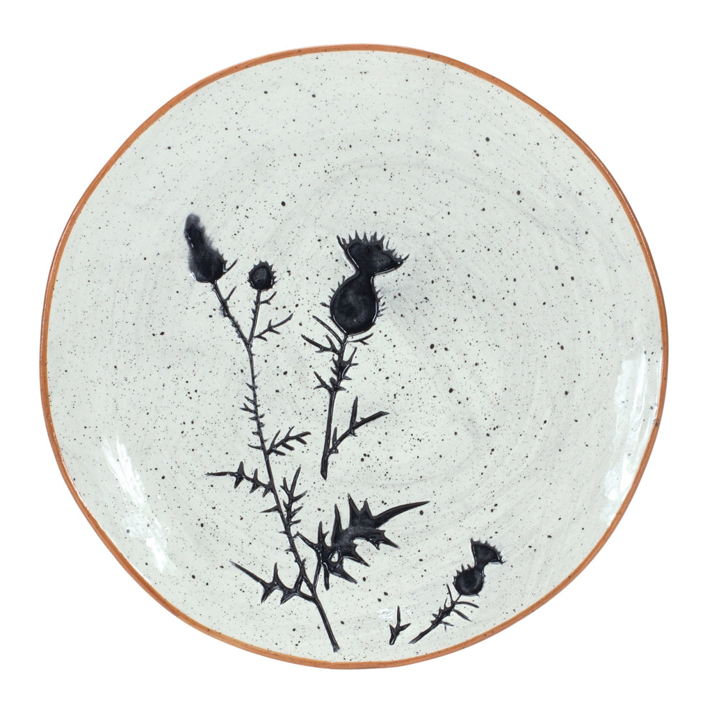 Rustic Thistle Etched Plate with Speckled Finish (Set of 2)