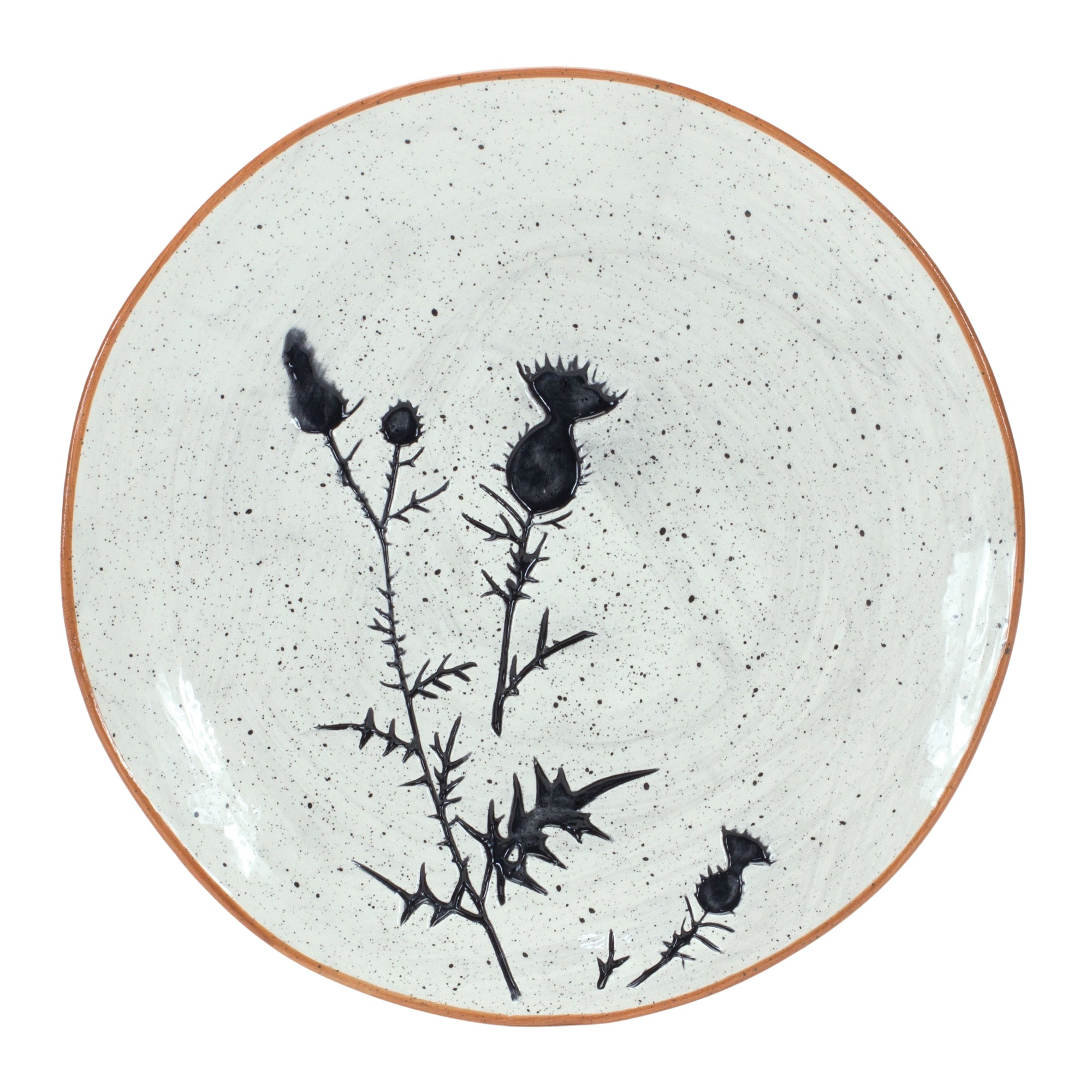 Rustic Thistle Etched Plate with Speckled Finish (Set of 2)