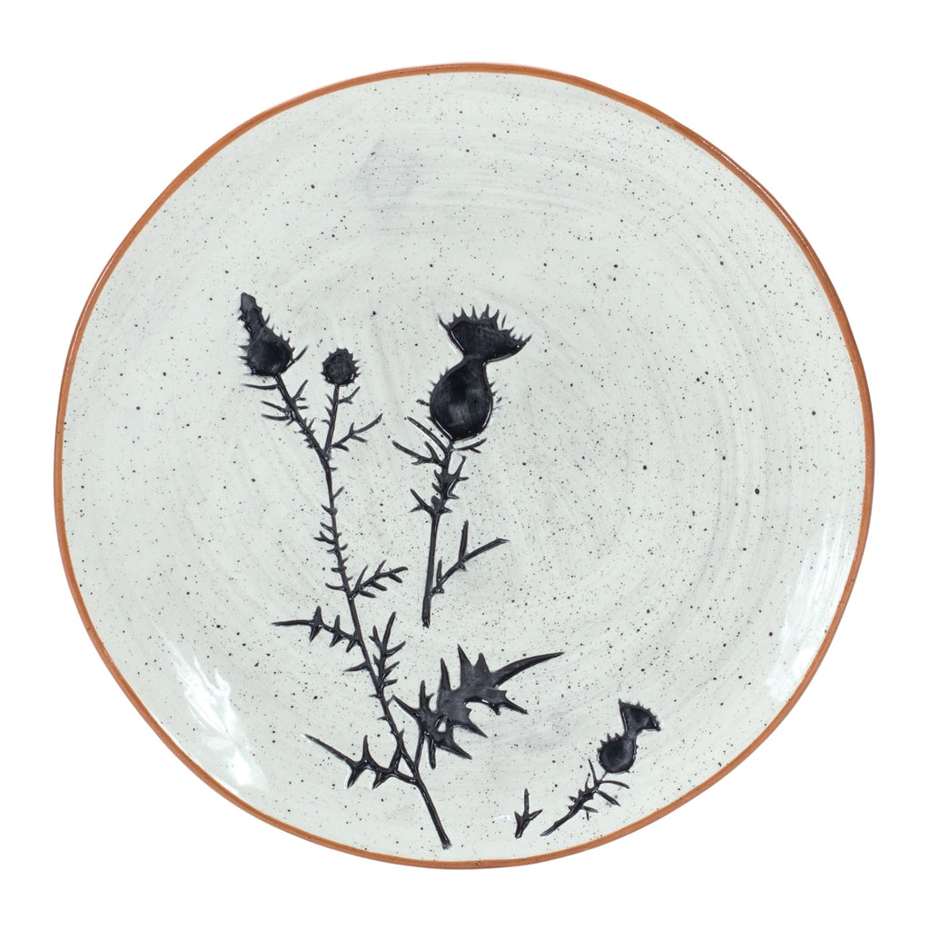 Rustic Thistle Etched Plate with Speckled Finish (Set of 2)