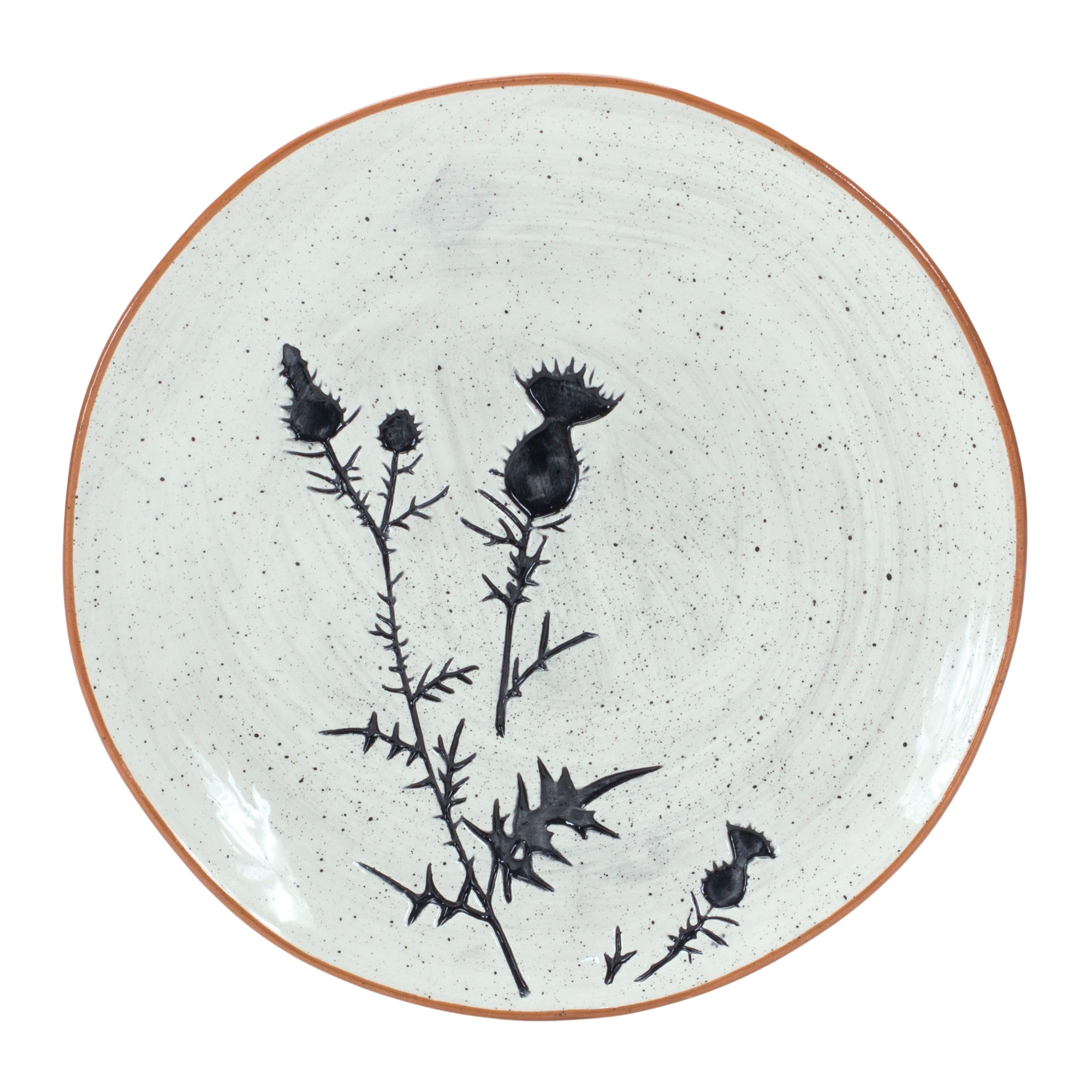 Rustic Thistle Etched Plate with Speckled Finish (Set of 2)