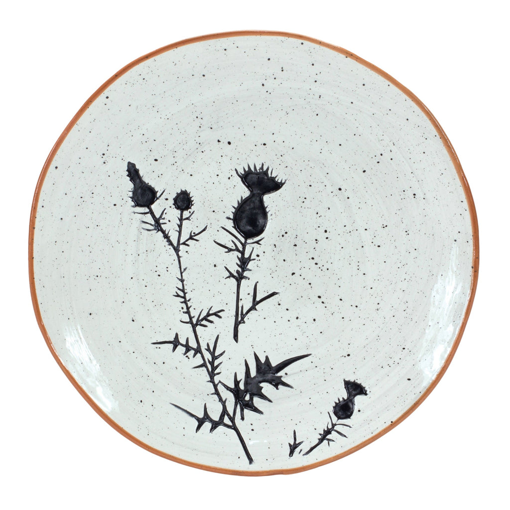 Rustic Thistle Etched Plate with Speckled Finish (Set of 2)