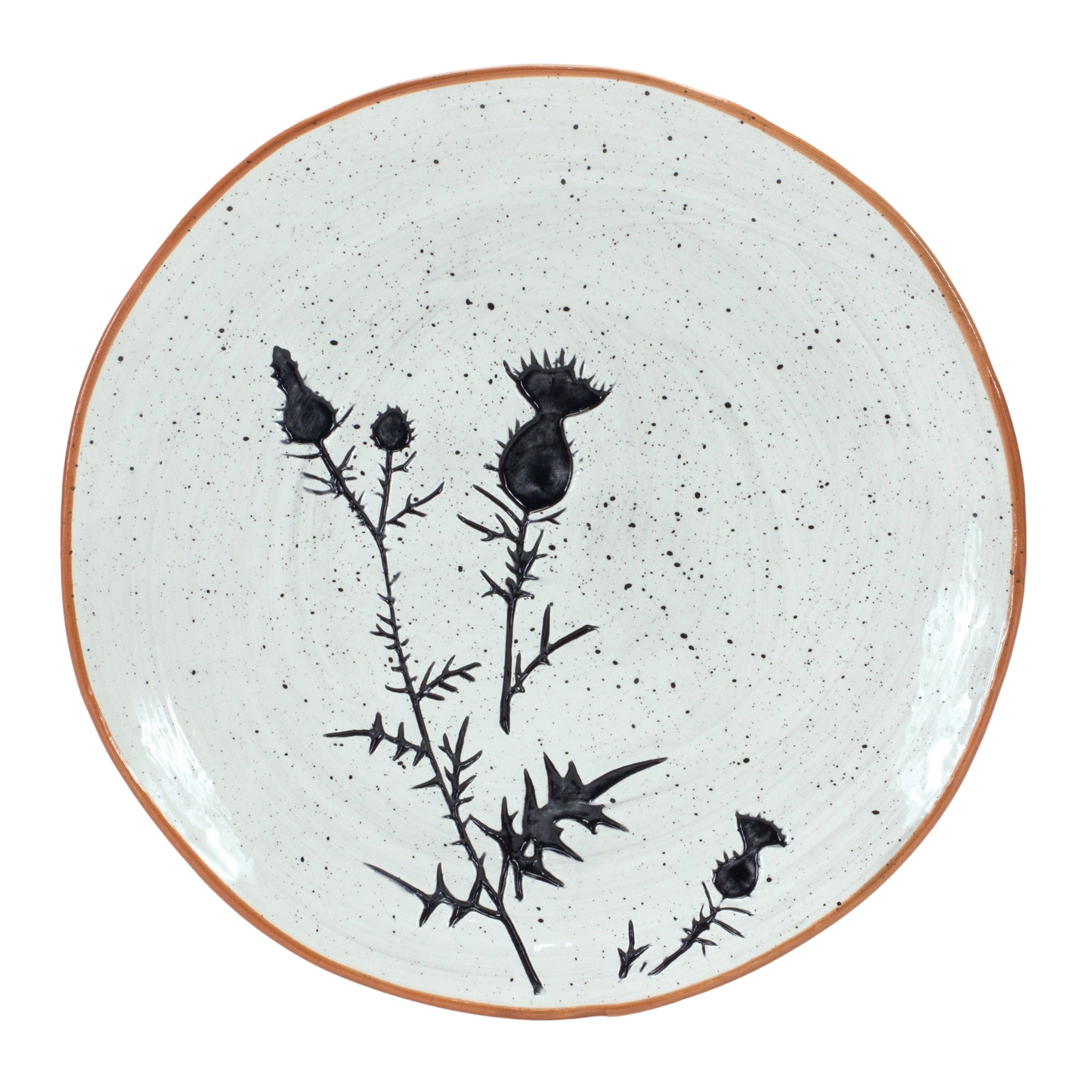 Rustic Thistle Etched Plate with Speckled Finish (Set of 2)