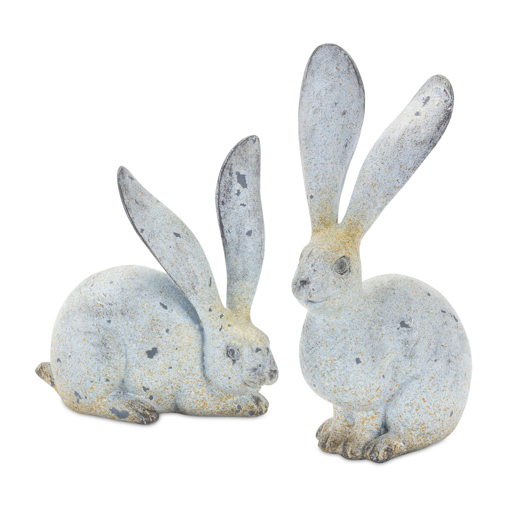 Weathered Stone Rabbit Statue with Distressed Finish (Set of 4)