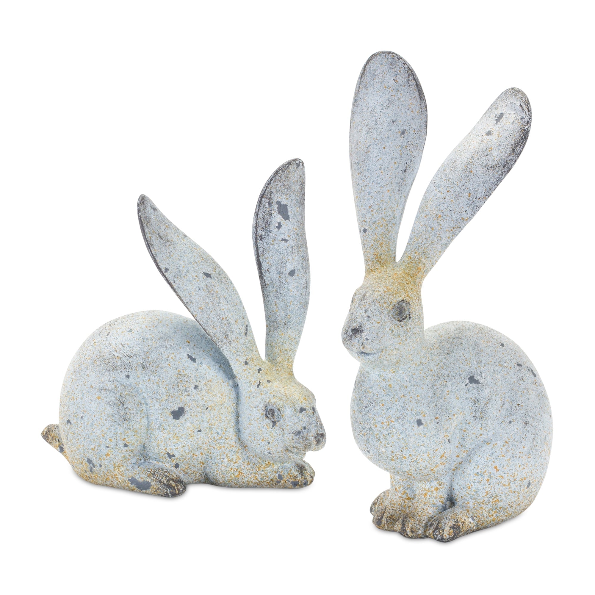 Weathered Stone Rabbit Statue with Distressed Finish (Set of 4)