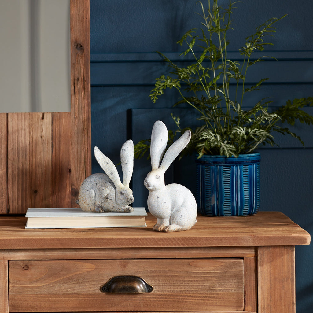 Weathered Stone Rabbit Statue with Distressed Finish (Set of 4)