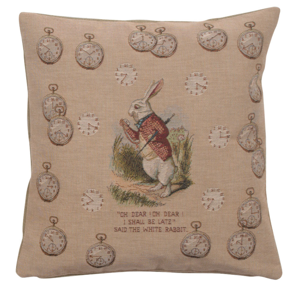 Late Rabbit Alice In Wonderland French Cushion