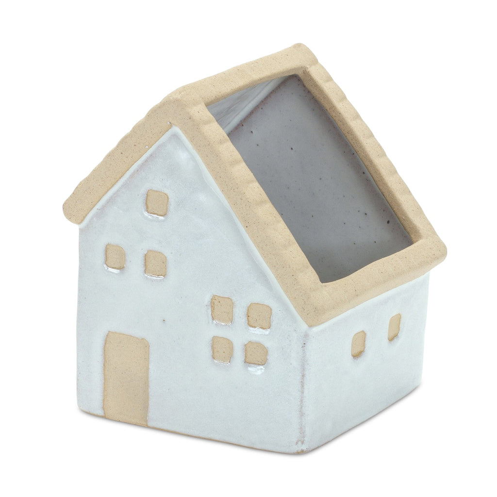 Neutral Porcelain House Planter (Set of 3)