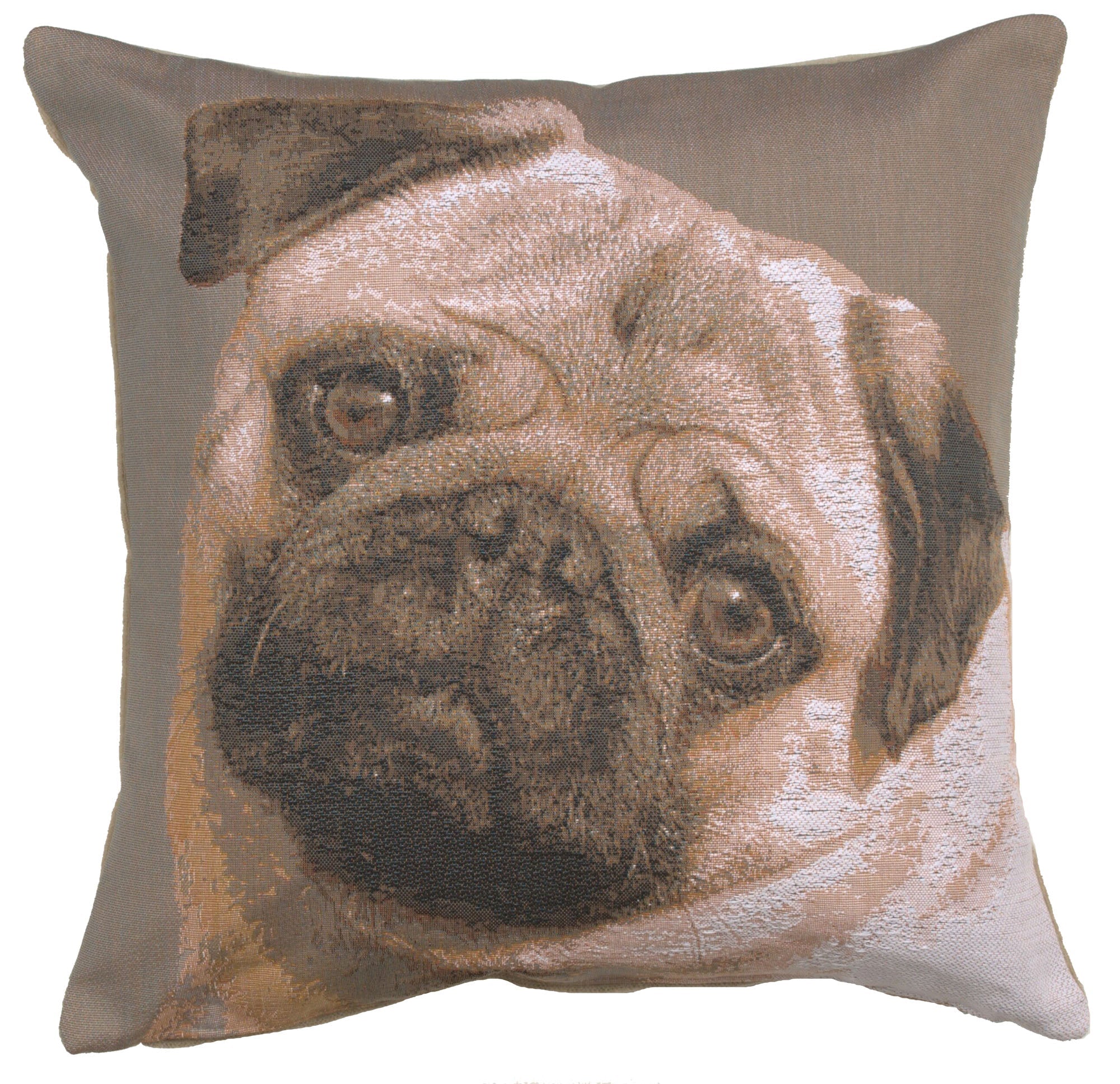 Pugs Face Grey I French Cushion