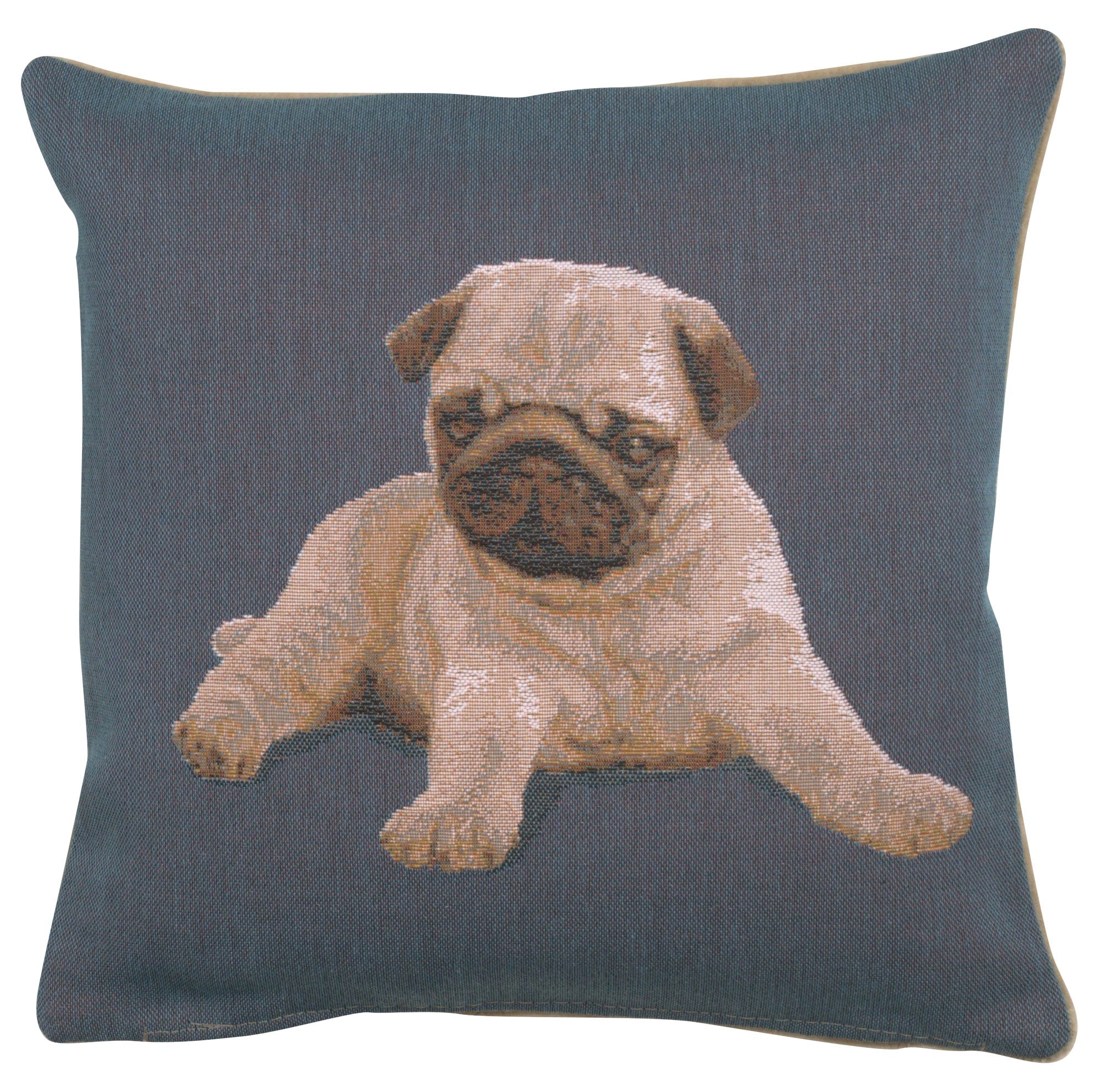 Puppy Pug Blue French Cushion