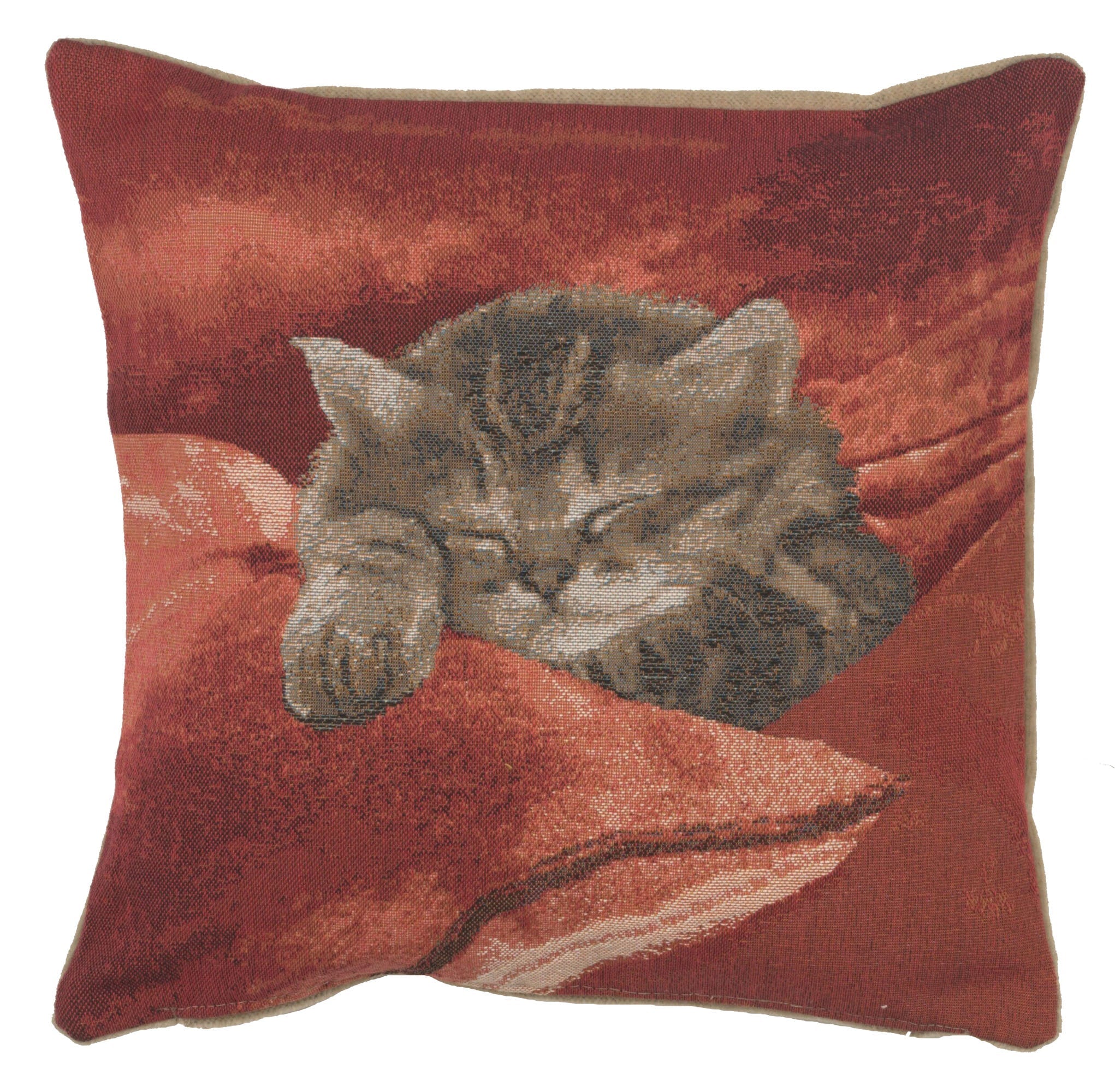 Sleeping Cat Red 2 French Cushion