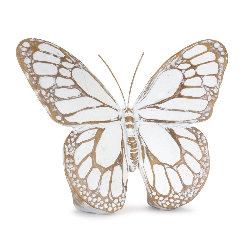 Stone Butterfly Shelf Sitter with White Washed Finish (Set of 3)