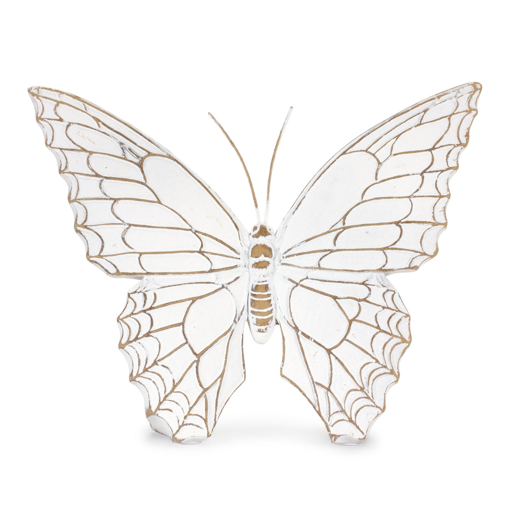 Stone Butterfly Shelf Sitter with White Washed Finish (Set of 3)