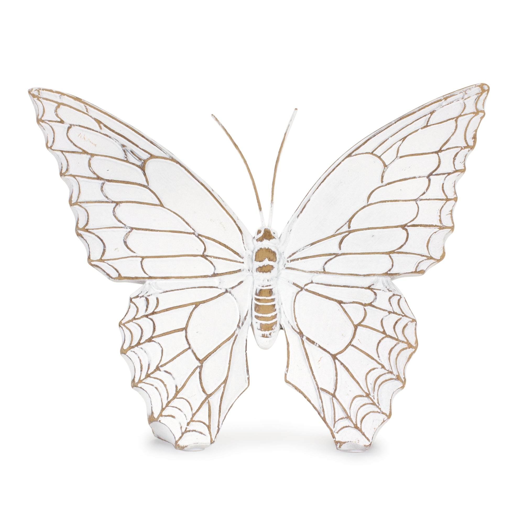 Stone Butterfly Shelf Sitter with White Washed Finish (Set of 3)