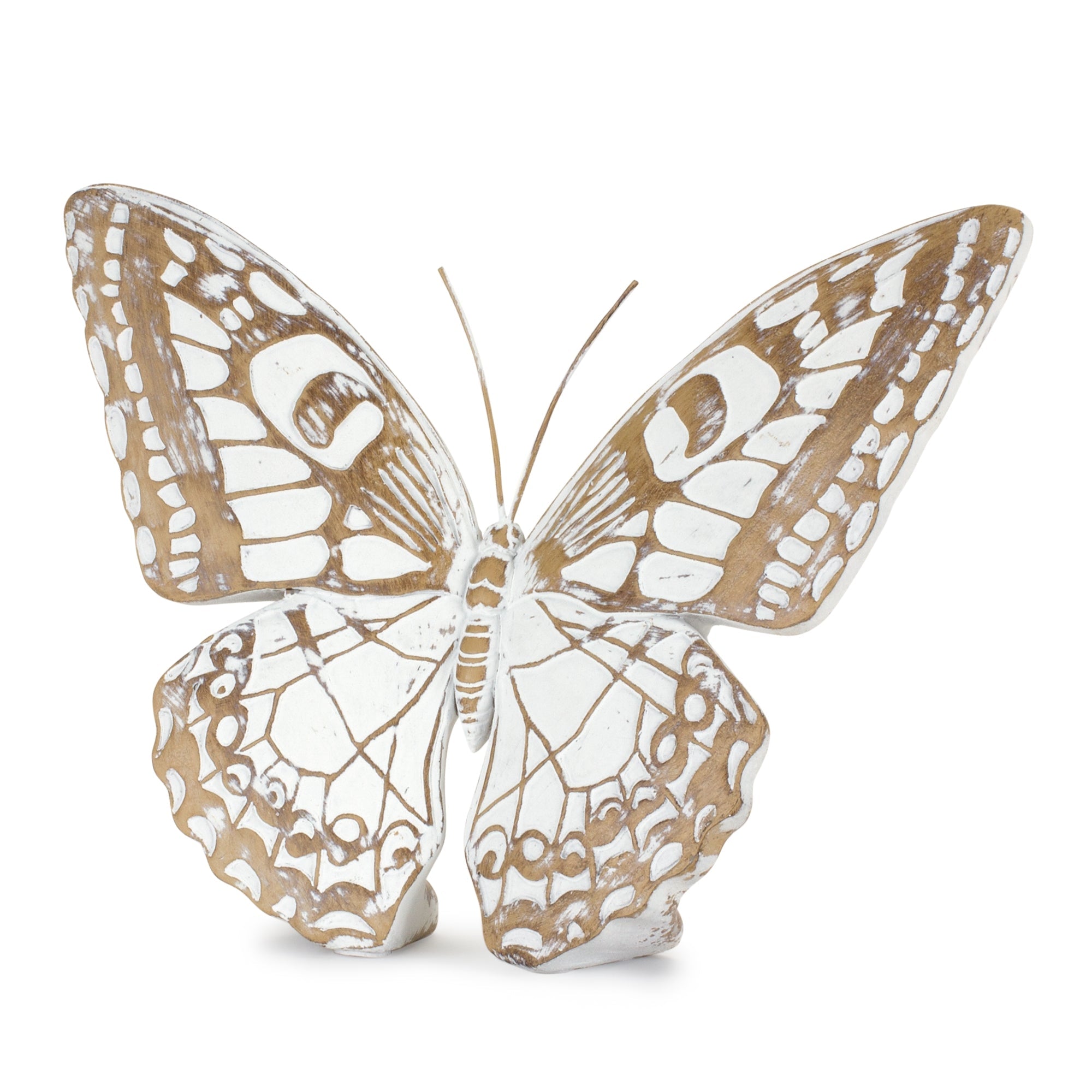 Stone Butterfly Shelf Sitter with White Washed Finish (Set of 3)