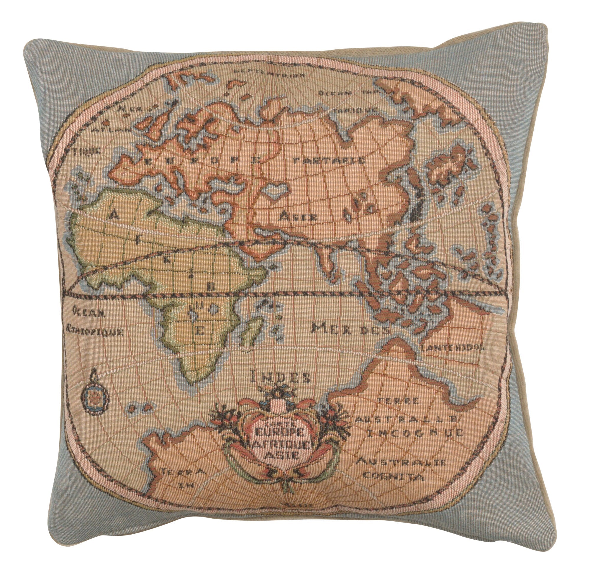 Map of Europe Asia and Africa French Cushion